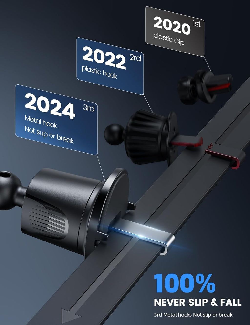 Lamicall 2025 Wider Clamp & Metal Hook Car Phone Holder Vent [Thick Cases Friendly] Phone Holders for Your Car Mount Automobile Hands Free Cradle Air Vent for iPhone 16 15 14 13 Pro Max Smartphone