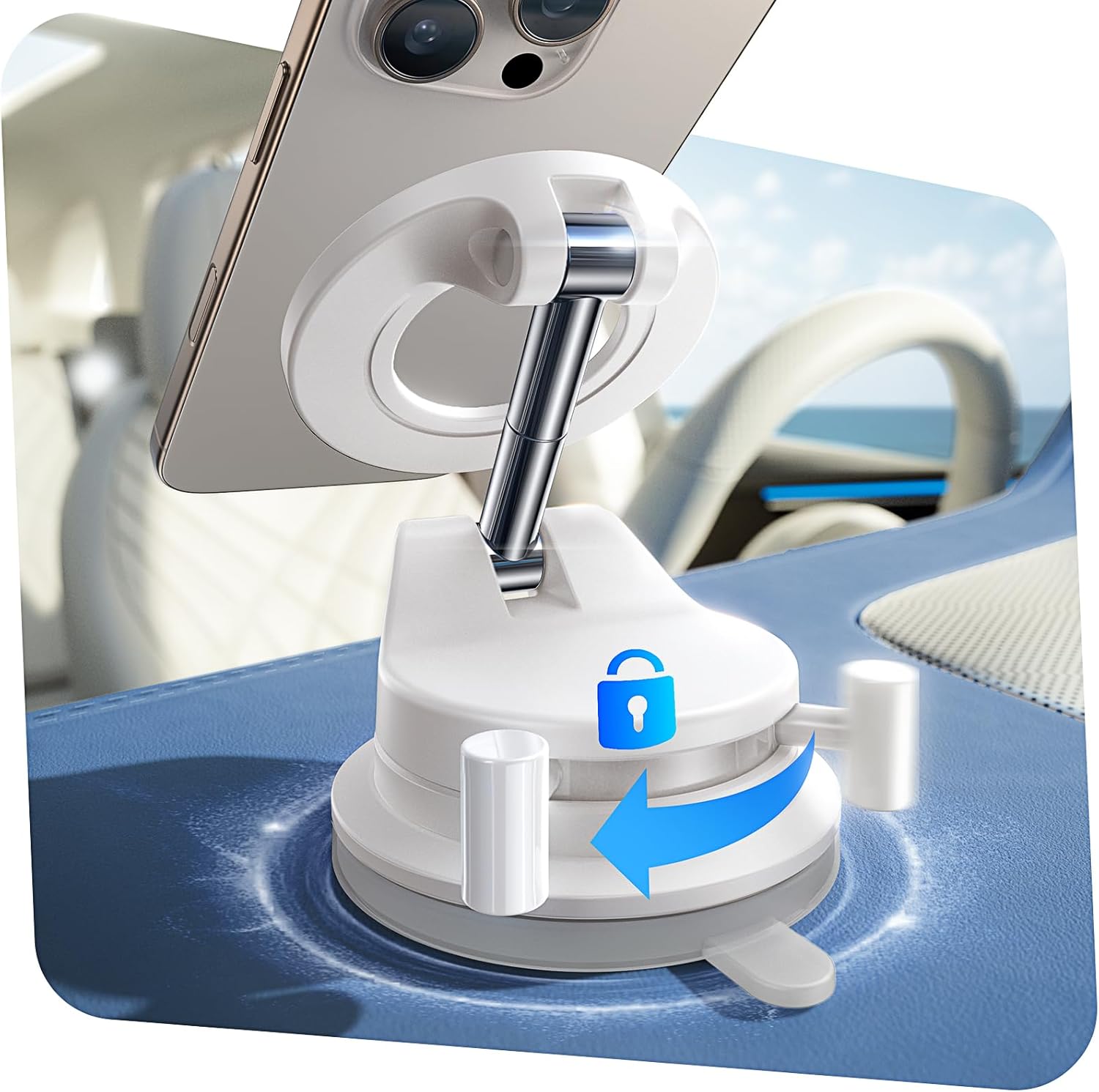 LISEN for Magsafe Car Mount, Magnetic Phone Holders for Your Car, Vacuum Phone Mount for Car Accessories for Men Women Interior Jeep BMW, SuctionPro Gifts Kits, for iPhone 17 16 15 14 13 12 Pro Max